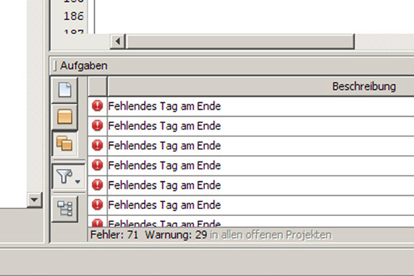 Fehlendes Tag am Ende